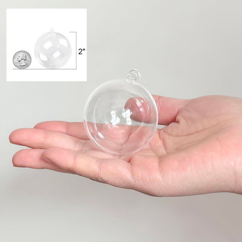 Kingrol 50-Pack Clear Plastic Fillable Ornaments, 5 Assorted Sizes (1.1"-2.75") - Snap-Open Craft Balls for Christmas Decorations, DIY Baubles & Holiday Hanging DÃ©cor - Image 4